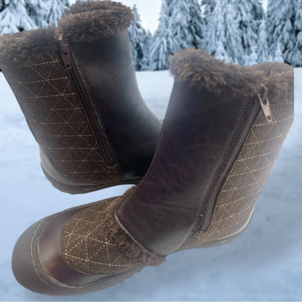 JBU Women's Brown Quilted Winter Boots